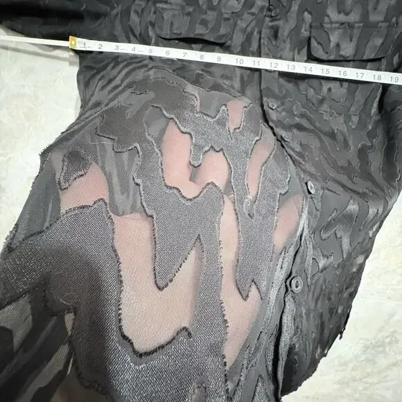 Vtg TanJay Fairy Grunge Witchy Womens Shirt Sheer Button up Pockets Black Sz 1X - Picture 9 of 12